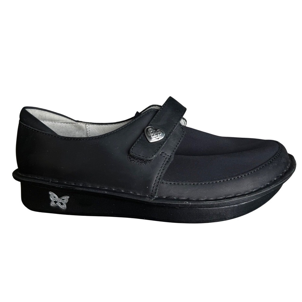 Alegria‎ Brenna Black Leather Heart Butterfly Strap Rocker Shoes 38 EU / US 8.5